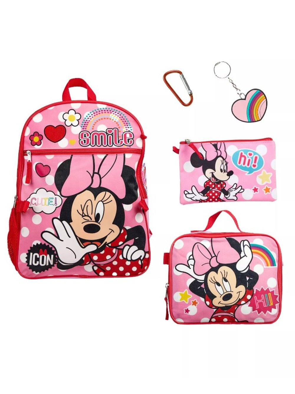 NWT Mickey Mouse Girl's Minnie Mouse 5 PC Backpack Set Pink Size OS